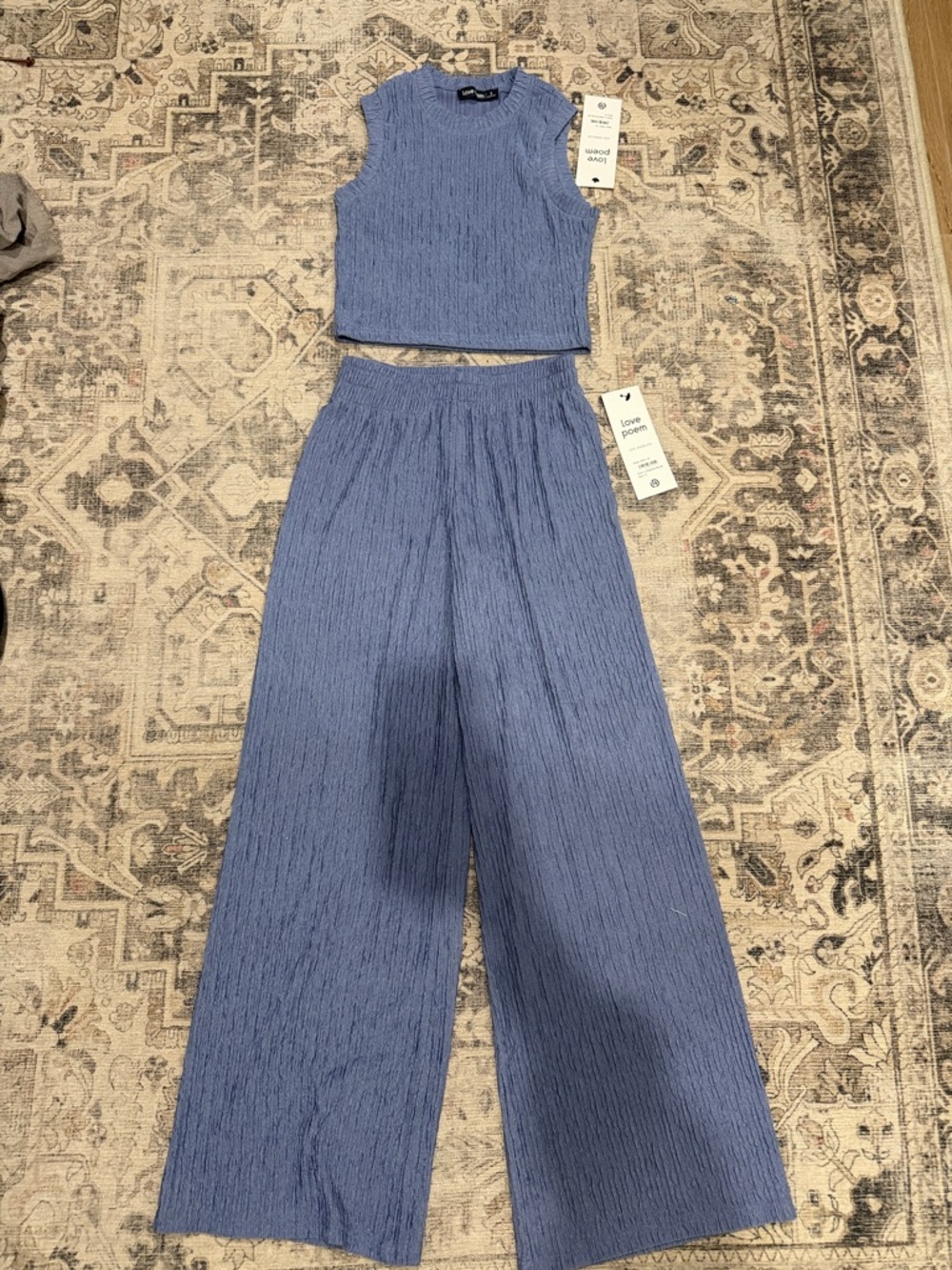 Love Tree Periwinkle Wide-Leg Pull-On Pants